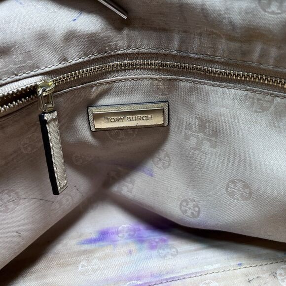 TORY BURCH HANDBAG T Lock E/W Tote Beige Pink Color Block And Clutch‎ Purse - Picture 16 of 16